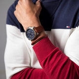 Shop Authentic Tommy Hilfiger Decker Blue Dial Brown Leather Strap Watch for Men - 1791561 - Luxxuri