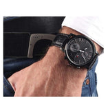  Shop Authentic Tommy Hilfiger Aden Chronograph Black Dial Black Leather Strap Watch for Men - 1791310 - Luxxuri