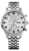  Shop Authentic Hugo Boss Aeroliner Chronograph White Dial Silver Steel Strap Watch For Men - 1512445 - Luxxuri