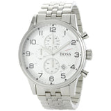  Shop Authentic Hugo Boss Aeroliner Chronograph Quartz White Dial Silver Steel Strap Watch For Men - HB1512445 - Luxxuri