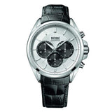  Shop Authentic Hugo Boss Driver Chronograph Quartz Silver Dial Black Leather Strap Watch For Men - 1512880 - Luxxuri