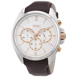  Shop Authentic Hugo Boss Driver Chronograph Silver Dial Brown Leather Strap Watch For Men - 1512881 - Luxxuri