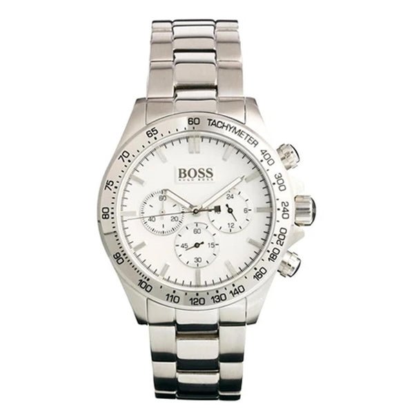  Shop Authentic Hugo Boss Ikon Chronograph White Dial Silver Steel Strap Watch for Men - 1512962 - Luxxuri