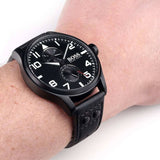  Shop Authentic Hugo Boss Aeroliner Chronograph Black Dial Black Leather Strap Watch For Men - 1513086 - Luxxuri