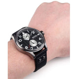  Shop Authentic Hugo Boss Aeroliner Chronograph Black Dial Black Leather Strap Watch For Men - 1513086 - Luxxuri