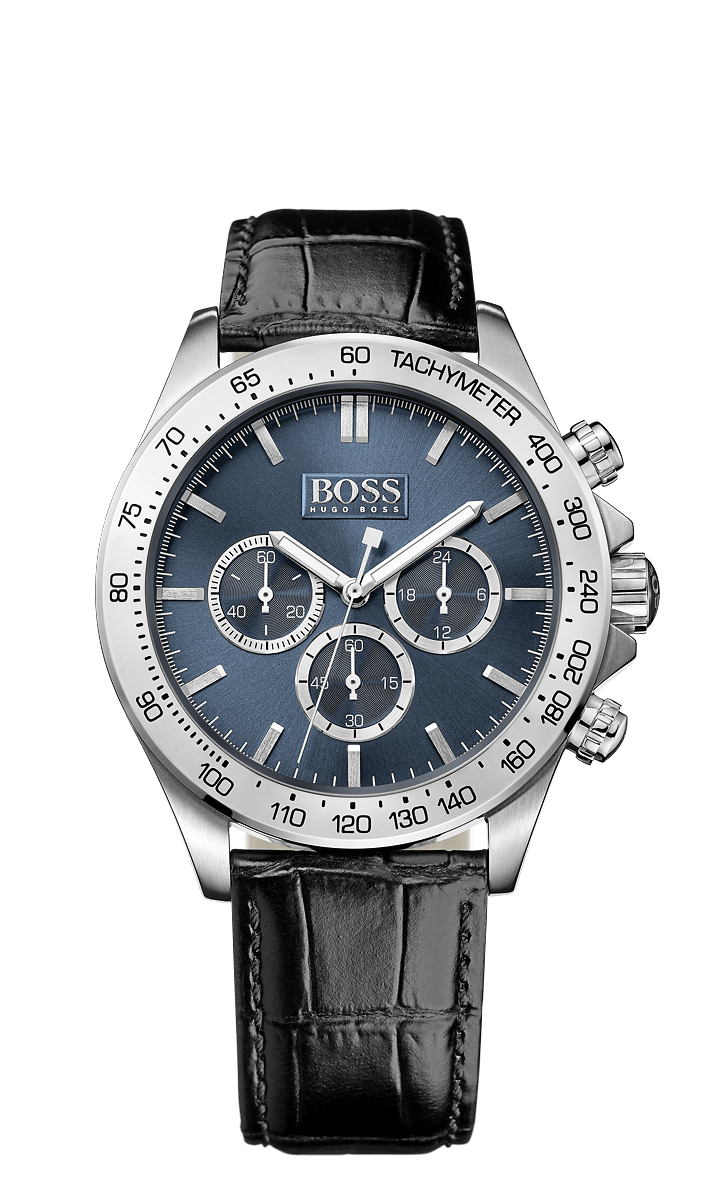  Shop Authentic Hugo Boss Ikon Blue Dial Black Leather Strap Watch for Men - 1513176 - Luxxuri