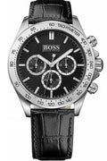  Shop Authentic Hugo Boss Ikon Black Dial Black Leather Strap Watch for Men - 1513178 - Luxxuri