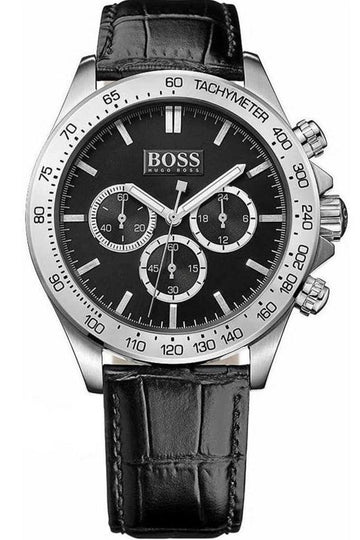  Shop Authentic Hugo Boss Ikon Black Dial Black Leather Strap Watch for Men - 1513178 - Luxxuri