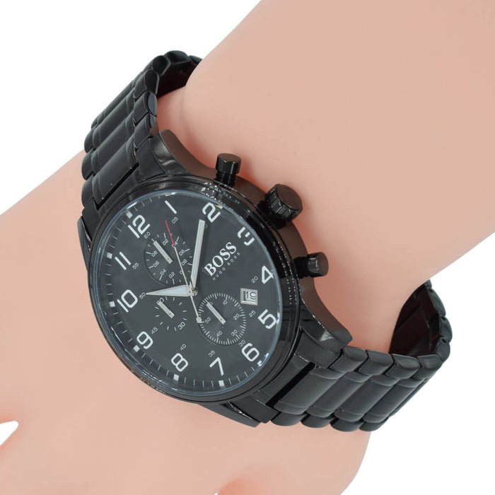  Shop Authentic Hugo Boss Chronograph Black Dial Black Steel Strap Watch for Men - 1513180 - Luxxuri