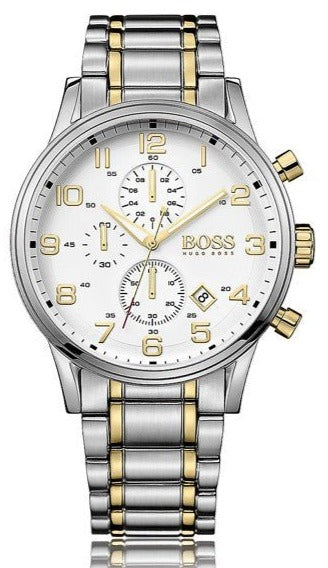  Shop Authentic Hugo Boss Areoliner Chronograph White Dial Two Tone Steel Strap Watch for Men - 1513236 - Luxxuri
