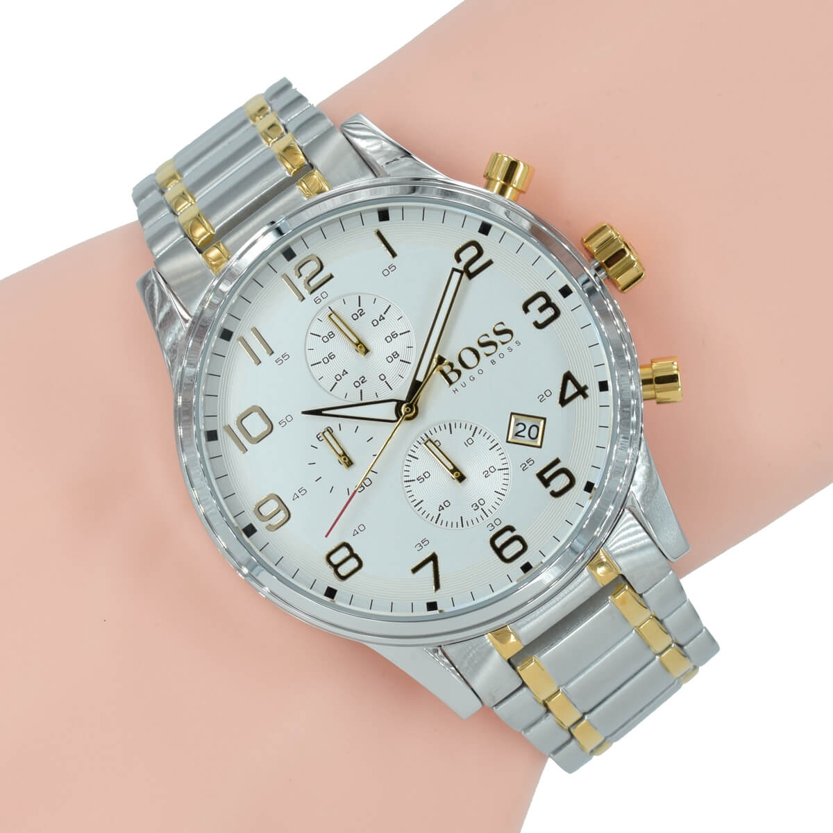  Shop Authentic Hugo Boss Areoliner Chronograph White Dial Two Tone Steel Strap Watch for Men - 1513236 - Luxxuri