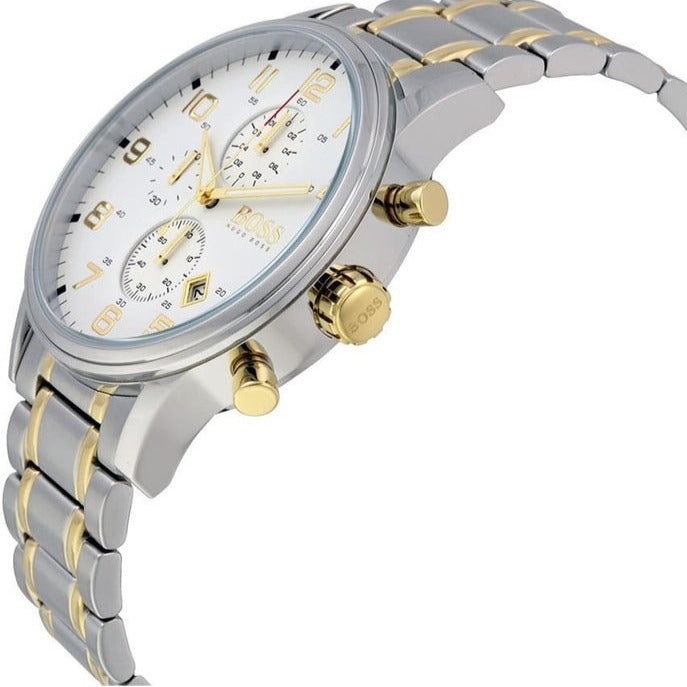  Shop Authentic Hugo Boss Areoliner Chronograph White Dial Two Tone Steel Strap Watch for Men - 1513236 - Luxxuri