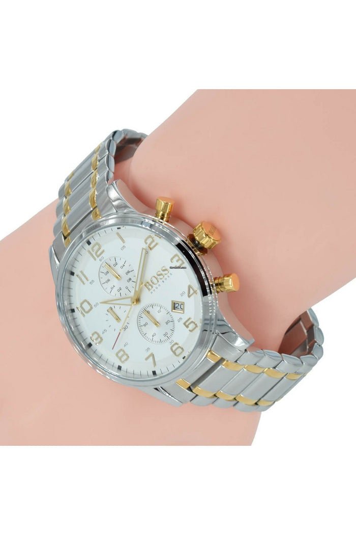  Shop Authentic Hugo Boss Areoliner Chronograph White Dial Two Tone Steel Strap Watch for Men - 1513236 - Luxxuri