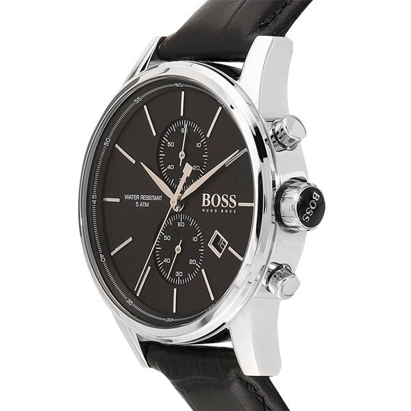  Shop Authentic Hugo Boss Jet Black Dial Black Leather Strap Watch for Men - 1513279 - Luxxuri