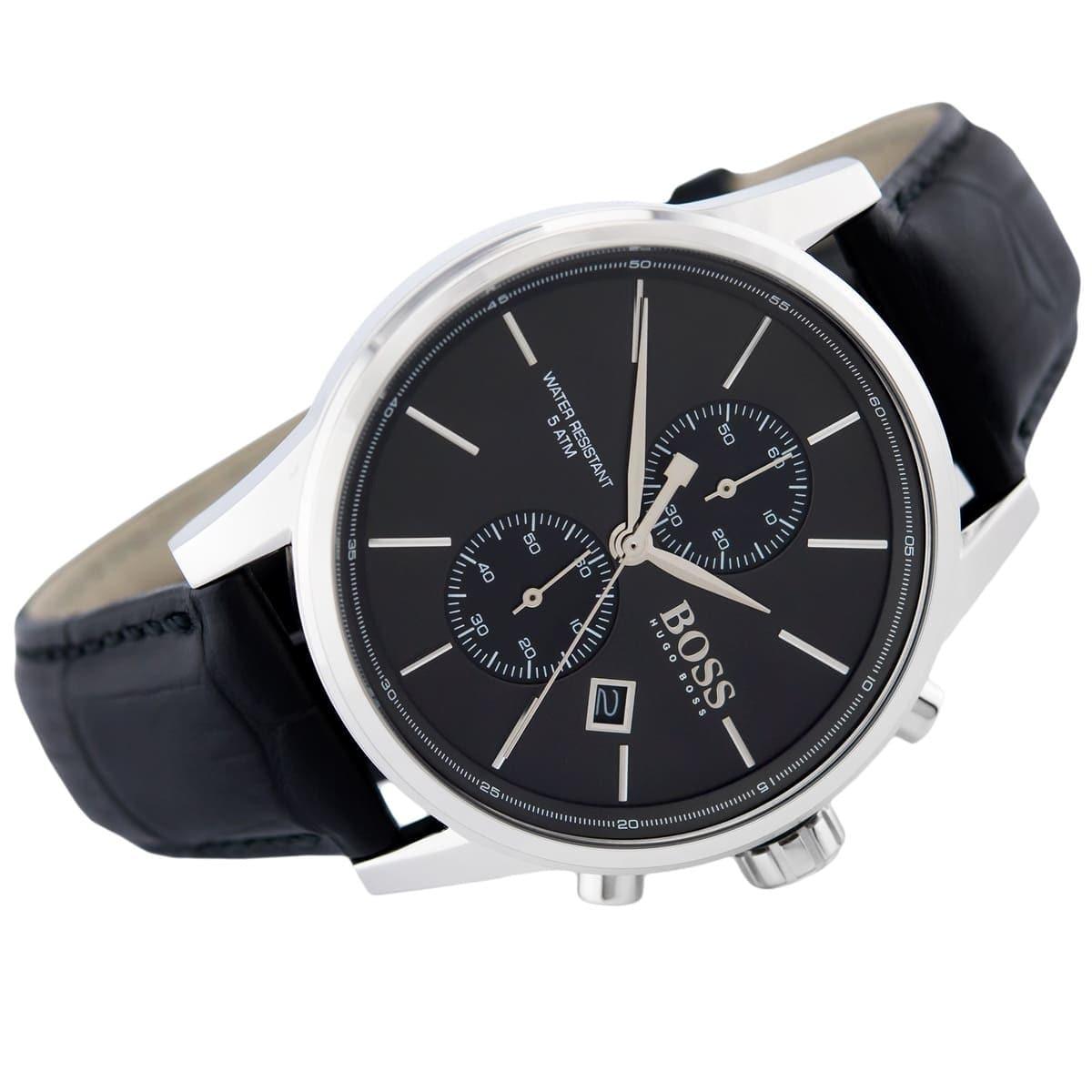  Shop Authentic Hugo Boss Jet Black Dial Black Leather Strap Watch for Men - 1513279 - Luxxuri