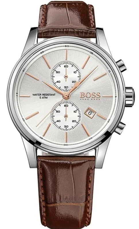  Shop Authentic Hugo Boss Jet Chronograph Quartz Silver Dial Brown Leather Strap Watch For Men - HB1513280 - Luxxuri