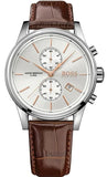  Shop Authentic Hugo Boss Jet Chronograph Quartz Silver Dial Brown Leather Strap Watch For Men - HB1513280 - Luxxuri
