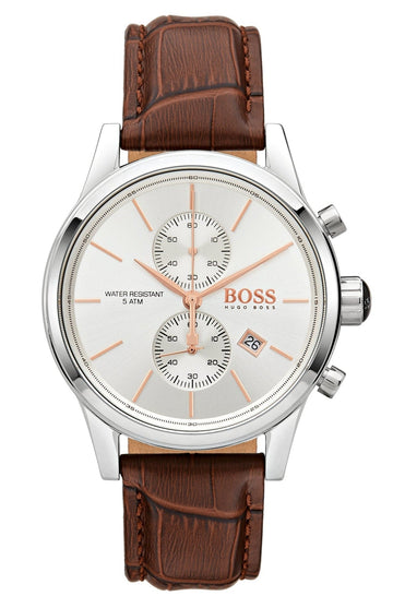  Shop Authentic Hugo Boss Jet White Dial Brown Leather Strap Watch for Men - 1513280 - Luxxuri