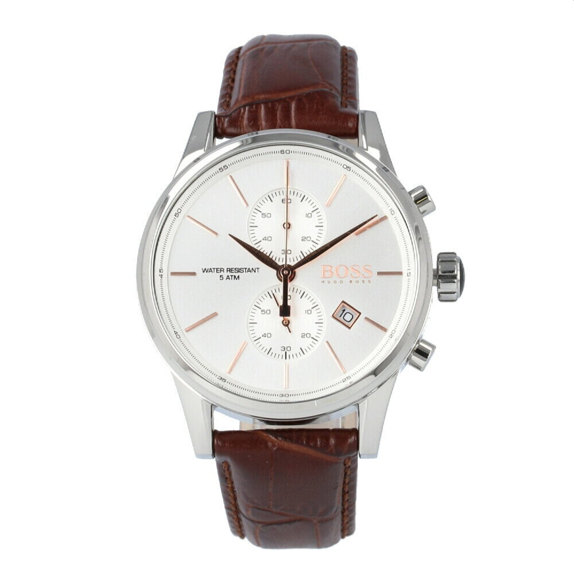  Shop Authentic Hugo Boss Jet White Dial Brown Leather Strap Watch for Men - 1513280 - Luxxuri