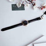  Shop Authentic Gucci Diamantissima Quartz Black Dial Black Leather Strap Watch for Women - YA141401 - Luxxuri
