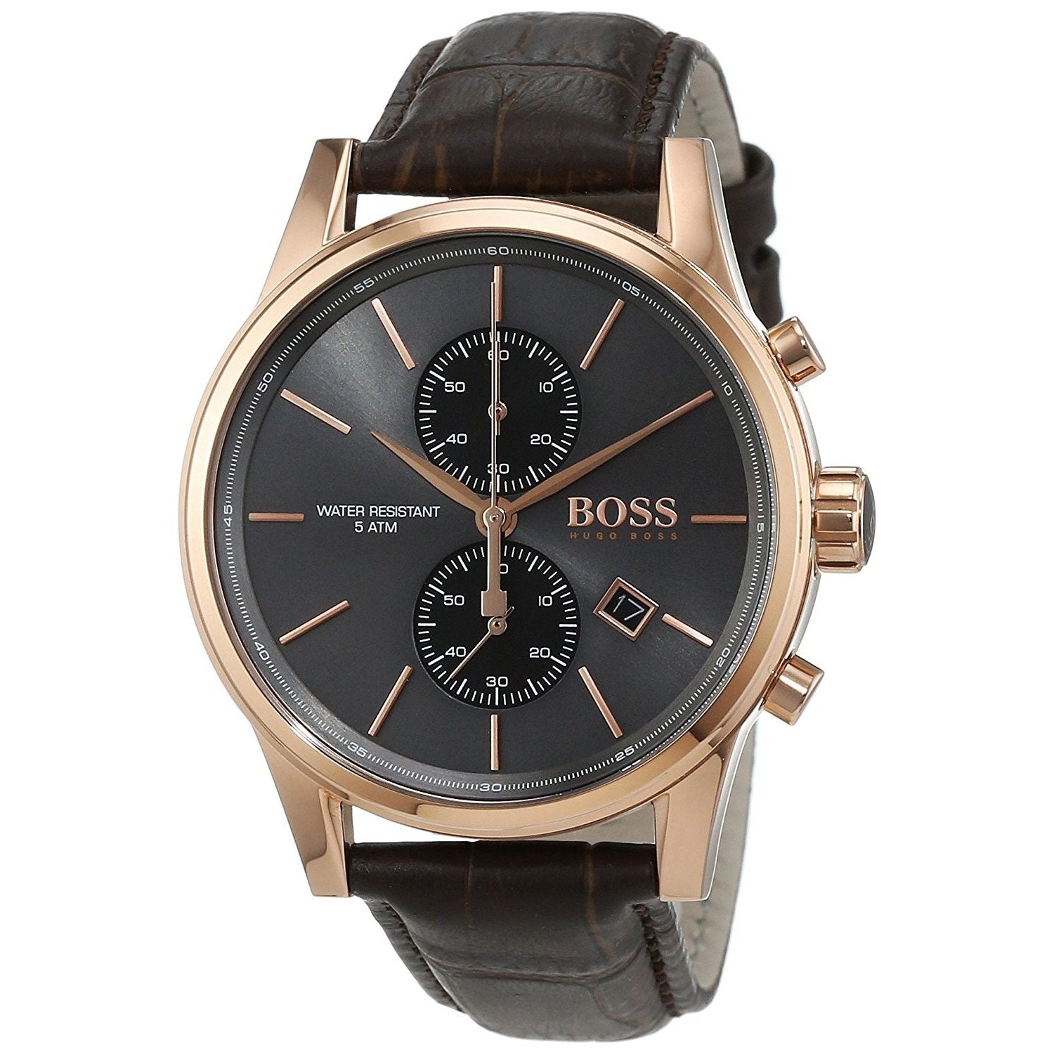  Shop Authentic Hugo Boss Jet Grey Dial Brown Leather Strap Watch for Men - 1513281 - Luxxuri
