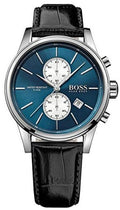  Shop Authentic Hugo Boss Jet Blue Dial Black Leather Strap Watch for Men - 1513283 - Luxxuri