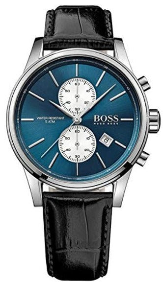  Shop Authentic Hugo Boss Jet Blue Dial Black Leather Strap Watch for Men - 1513283 - Luxxuri