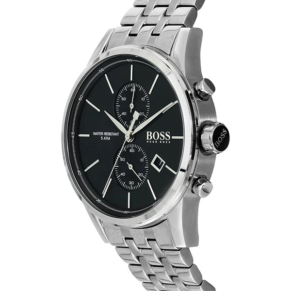  Shop Authentic Hugo Boss Jet Black Dial Silver Steel Strap Watch for Men - 1513383 - Luxxuri