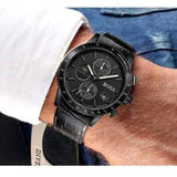  Shop Authentic Hugo Boss Rafale Chronograph Black Dial Black Leather Strap Watch For Men - 1513389 - Luxxuri