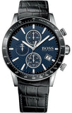  Shop Authentic Hugo Boss Rafale Chronograph Blue Dial Black Leather Strap Watch For Men - 1513391 - Luxxuri