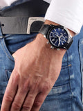 Shop Authentic Hugo Boss Rafale Chronograph Blue Dial Black Leather Strap Watch For Men - 1513391 - Luxxuri