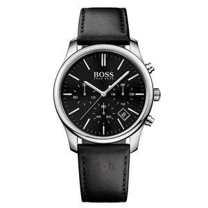  Shop Authentic Hugo Boss Time One Chronograph Black Dial Black Leather Strap Watch for Men - 1513430 - Luxxuri