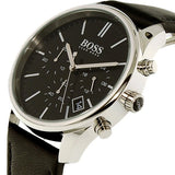  Shop Authentic Hugo Boss Time One Chronograph Black Dial Black Leather Strap Watch for Men - 1513430 - Luxxuri