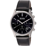  Shop Authentic Hugo Boss Time One Chronograph Black Dial Black Leather Strap Watch for Men - 1513430 - Luxxuri