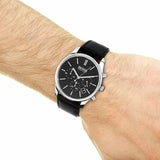  Shop Authentic Hugo Boss Time One Chronograph Black Dial Black Leather Strap Watch for Men - 1513430 - Luxxuri