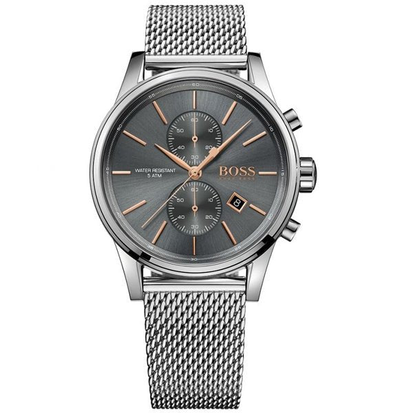  Shop Authentic Hugo Boss Jet Chronograph Grey Dial Silver Mesh Bracelet Watch for Men - 1513440 - Luxxuri
