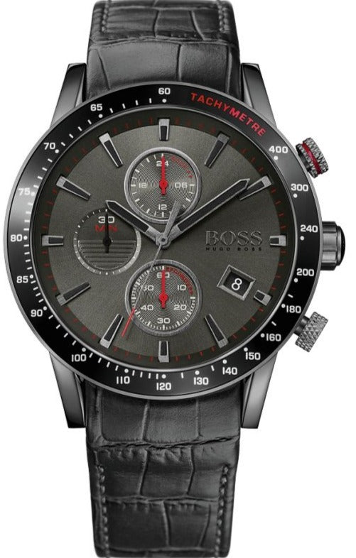  Shop Authentic Hugo Boss Rafale Chronograph Grey Dial Grey Leather Strap Watch For Men - 1513445 - Luxxuri