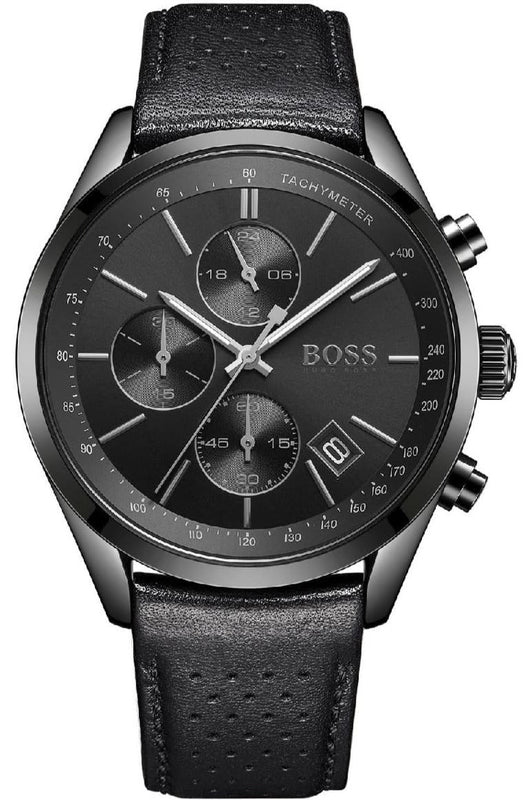  Shop Authentic Hugo Boss Grand Prix Black Dial Black Leather Strap Watch for Men - 1513474 - Luxxuri