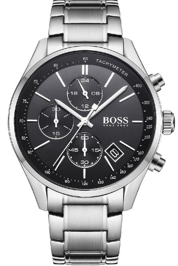  Shop Authentic Hugo Boss Grand Prix Black Dial Silver Steel Strap Watch for Men - 1513477 - Luxxuri