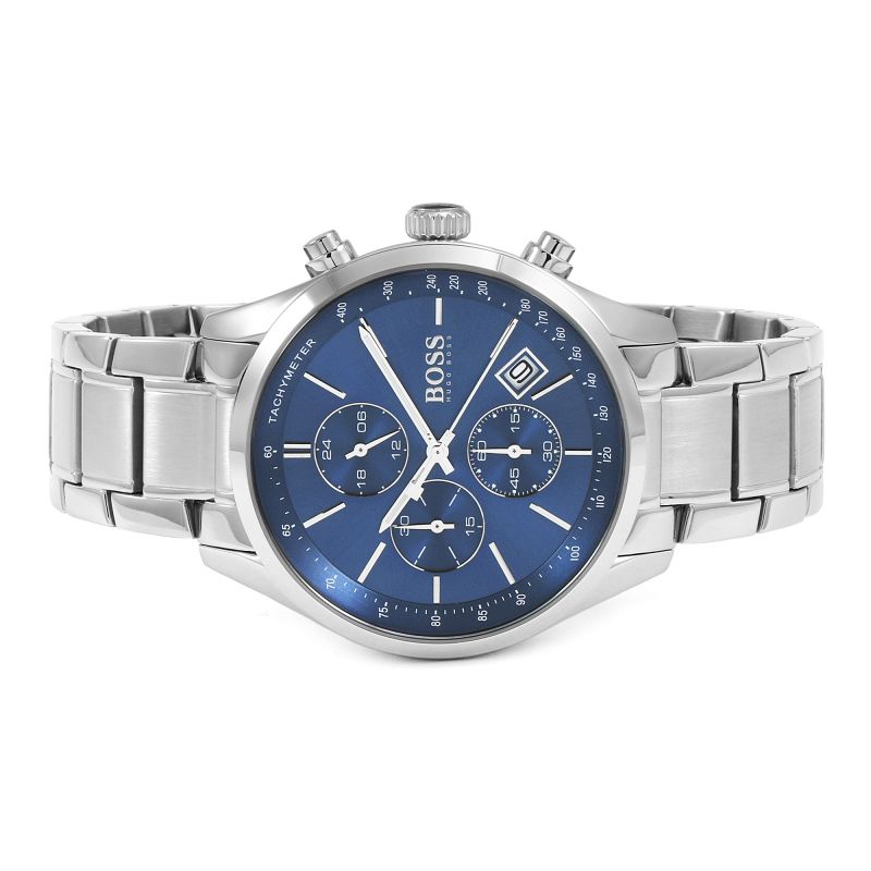  Shop Authentic Hugo Boss Grand Prix Blue Dial Silver Steel Strap Watch for Men - 1513478 - Luxxuri
