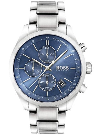  Shop Authentic Hugo Boss Grand Prix Blue Dial Silver Steel Strap Watch for Men - 1513478 - Luxxuri