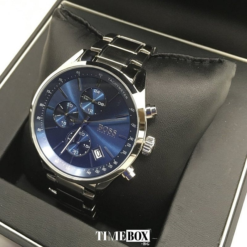  Shop Authentic Hugo Boss Grand Prix Blue Dial Silver Steel Strap Watch for Men - 1513478 - Luxxuri