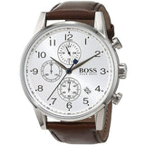  Shop Authentic Hugo Boss Navigator White Dial Brown Leather Strap Watch for Men - 1513495 - Luxxuri