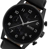  Shop Authentic Hugo Boss Navigator Black Dial Black Leather Strap Watch for Men - 1513497 - Luxxuri