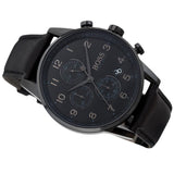  Shop Authentic Hugo Boss Navigator Black Dial Black Leather Strap Watch for Men - 1513497 - Luxxuri