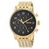  Shop Authentic Hugo Boss Navigator Black Dial Gold Steel Strap Watch for Men - 1513531 - Luxxuri