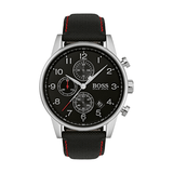  Shop Authentic Hugo Boss Navigator Black Dial Black Leather Strap Watch for Men - 1513535 - Luxxuri