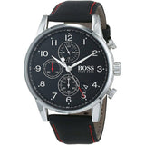  Shop Authentic Hugo Boss Navigator Black Dial Black Leather Strap Watch for Men - 1513535 - Luxxuri