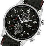  Shop Authentic Hugo Boss Navigator Black Dial Black Leather Strap Watch for Men - 1513535 - Luxxuri