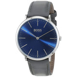  Shop Authentic Hugo Boss Horizon Blue Dial Grey Leather Strap Watch for Men - 1513539 - Luxxuri